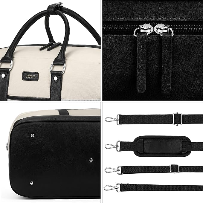Weekender Bag for Women, Large Overnight Bag Canvas Travel Duffel Bag Carry On Tote with Shoe Compartment 21" 3Pcs Set