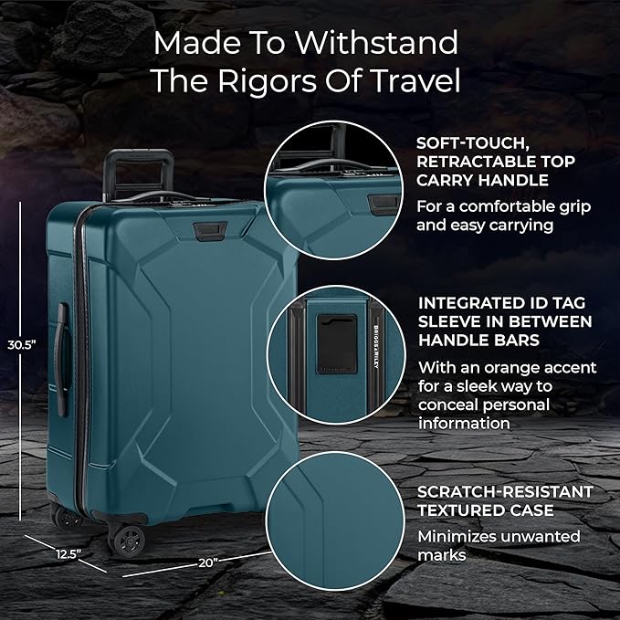Briggs & Riley 30" Large Spinner - Checked Luggage for Travel, Suitcases with Wheels, Hardside Rolling Bag for Men & Women, Self-Repairing Zipper - Torq Collection, Ocean