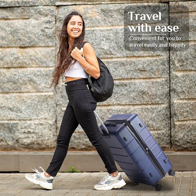 OLIXIS 29 Inch Luggage, Hardside Checked Suitcase with Spinner Wheels, Lightweight ABS Hard Shell Travel Luggage, TSA Approved Lock, Expandable Large Suitcase for Business & Travel–Blue