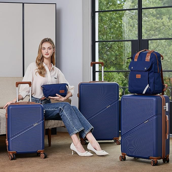 Luggage Sets 5 Piece Suitcases with Wheels, Suitcase Set ABS Hard Case Luggage with TSA Lock Spinner Wheels Durable Travel Luggage (5-Piece Set(20"/24"/28"))