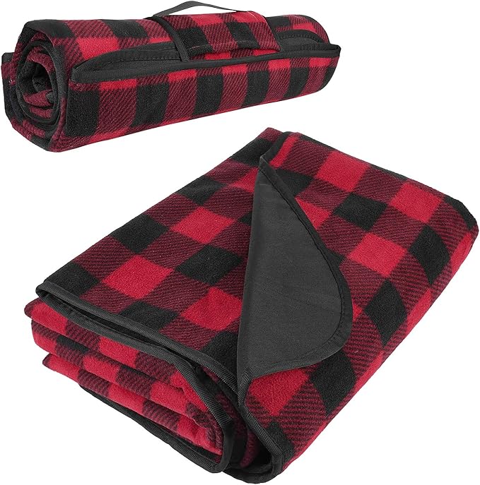 Tirrinia Large Waterproof Outdoor Blanket, Soft Warm Windproof Stadium Blanket with Sherpa Fleece and Foldable for Outdoor Sport, Baseball, Football, Beach, Concerts, Car