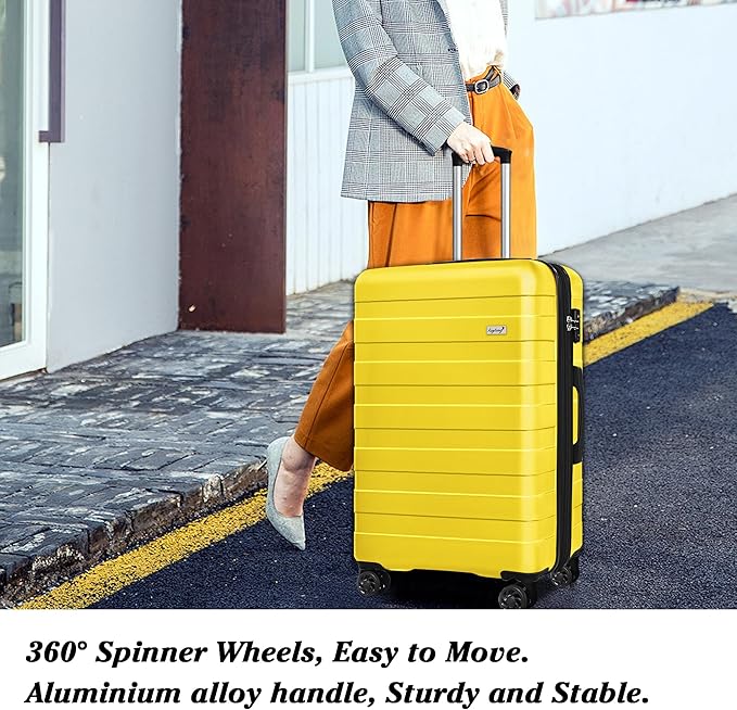 Zebra Luggage Sets 3 Piece, 20" Carry On Luggage with Spinner Wheels, Hardside Business Travel Suitcase Set with TSA Lock, Lightweight Suitcase,20/24/28 inch,Yellow