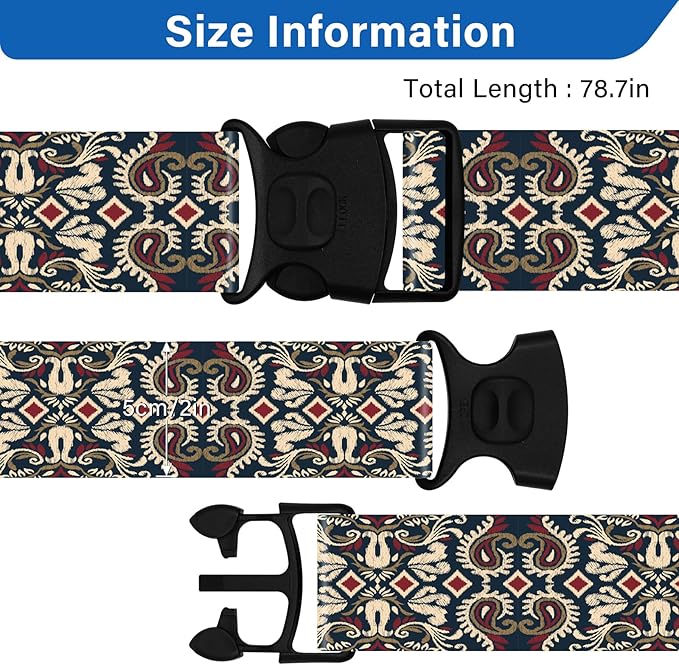 2 Pack Luggage Straps for Suitcases, Adjustable Travel Belt with Double Lock and Quick Release Buckle, Heavy Duty Nylon Bag Packing Strap, Unique Identifiers Business Travel Accessories-Dark Totem