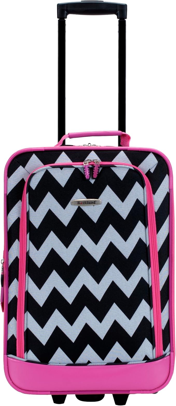 Rockland Fashion Softside Upright Luggage Set, Expandable, Pink Chevron, 2-Piece (14/19)