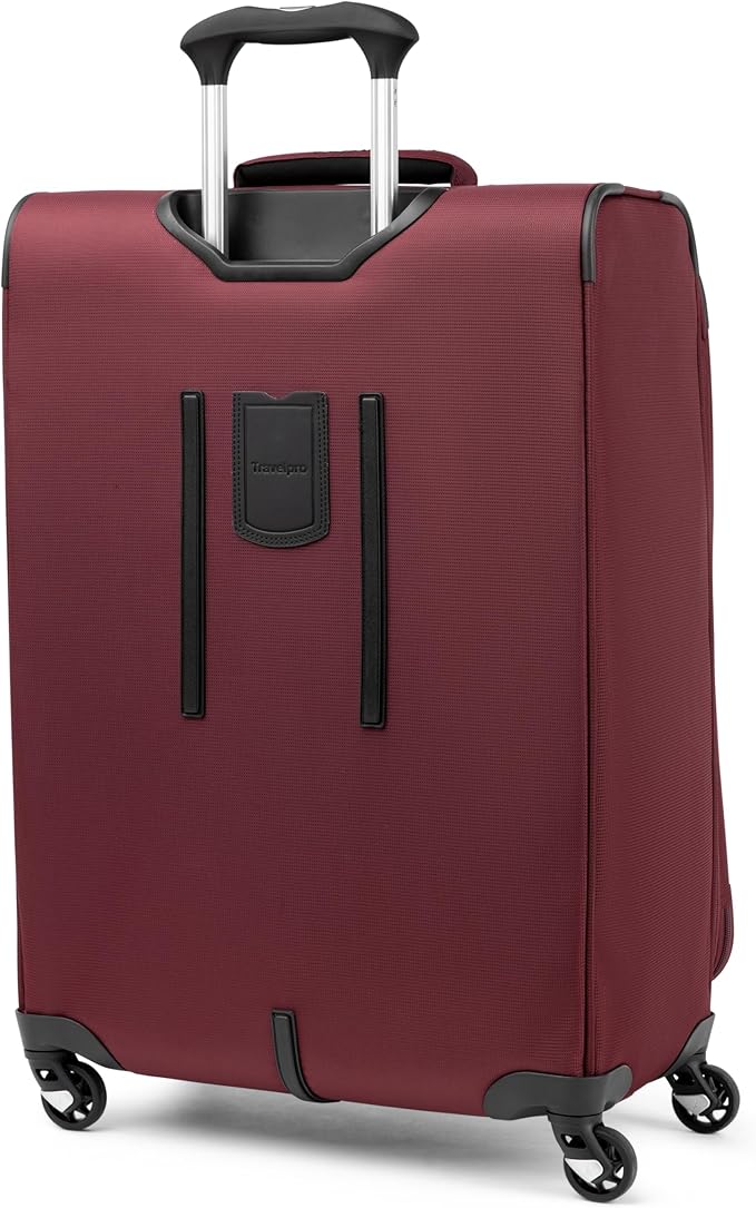 Travelpro Maxlite 5 Softside Expandable Luggage with 4 Spinner Wheels, Lightweight Suitcase, Men and Women, Burgundy, Checked-Medium 25-Inch