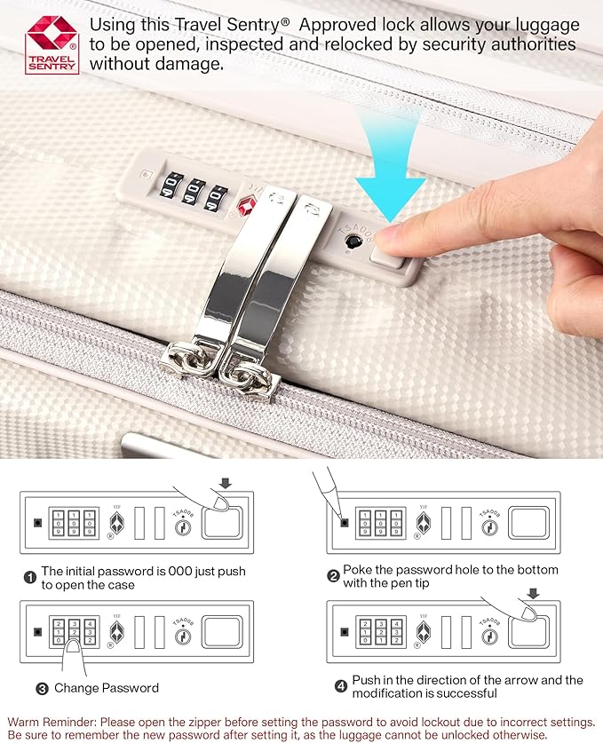 Hanke 20 Inch Expandable Carry On Luggage Airline Approved Top Opening Hard Shell Suitcases with Wheels Lightweight Travel Luggage Carry On Suitcase for Woman Men-Ivory White
