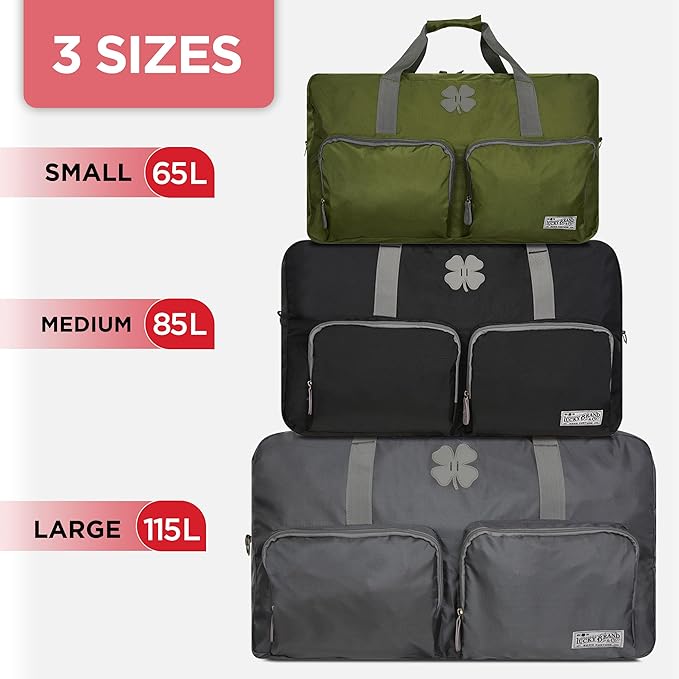 Lucky Travel Duffel Bags 85L, Gym Bag, Travel Bag & Large Duffle Bag for Men, Foldable Overnight Weekender Bags for Women & Men with Adjustable Shoulder Strap, Charcoal