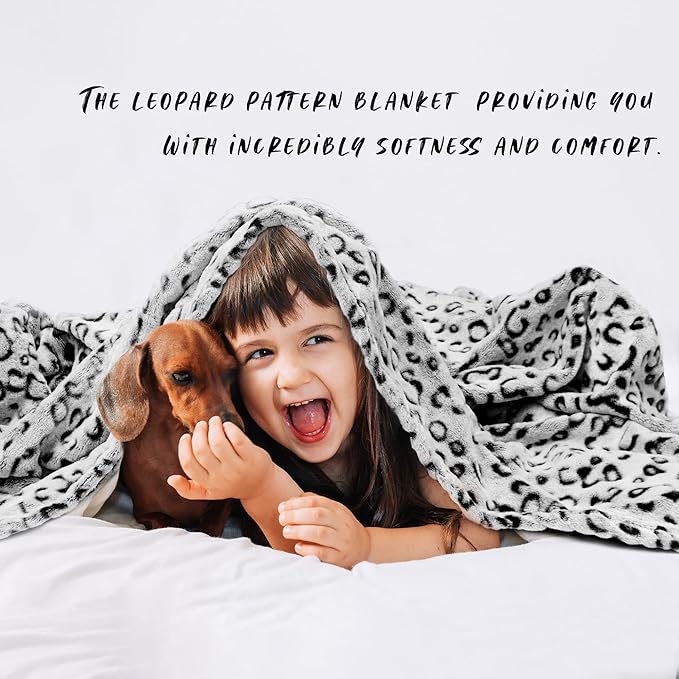 Black Leopard Print Blanket for Women, Soft Plush Cheetah Throw Blanket, Warm Cozy Fleece Blanket for Bed Couch, Home Decor Bedroom Living Room Decor, Mothers Day Birthday Gifts for Mom Wife, 60"x80"