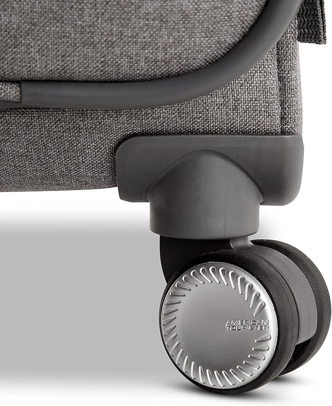 American Tourister Whim Softside Expandable Luggage with Spinners, Grey, 2PC SET (Carry-on/Medium)