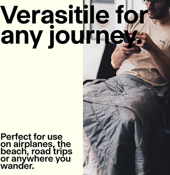 Gravel Layover Travel Blanket – Ultra-Light Compact Blanket for Camping and Outdoor Adventures - Down Alternative Portable Travel Blanket for Layovers & Road Trips (Quartz)