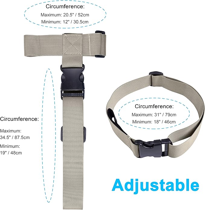 Wisdompro 2 Pcs Add a Bag Luggage Strap, Heavy Duty Adjustable Suitcase Belt Travel Attachment Travel Accessories for Connecting Your Luggage Together - Khaki (T-Type and Normal)