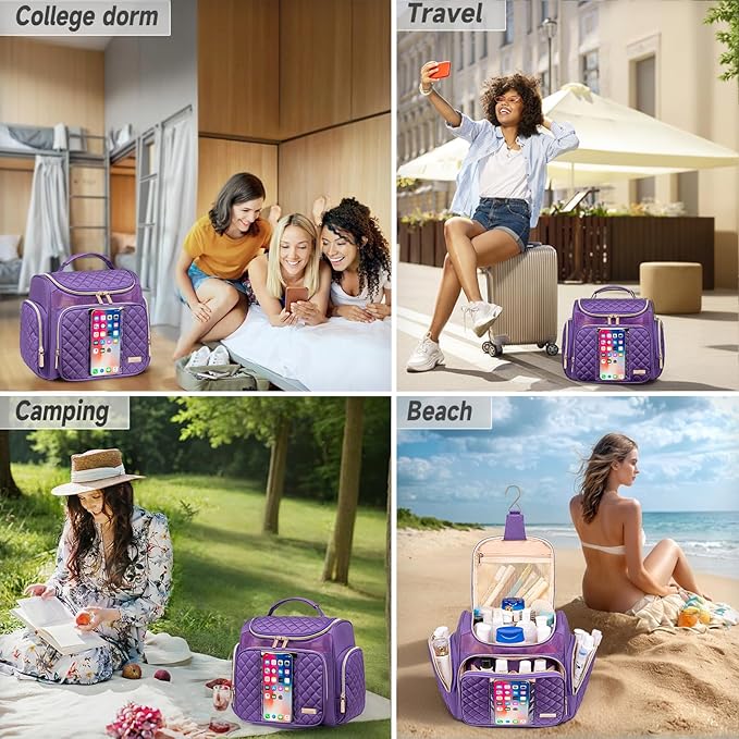 Large Toiletry Bag for Women Men,Bathroom Bag,Water Resistant Shower Bag,Makeup Bag,Portable Shower Caddy for College Dorm,Hanging Travel Toiletry Bag with Transparent Waterproof Phone Pocket