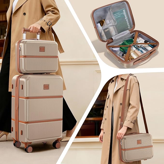 Suitour Expandable 4-Piece Luggage Set (14" 19" 23" 27") ABS Hardside Suitcase Sets with Spinner Wheels Checked Luggage Travel Suitcase