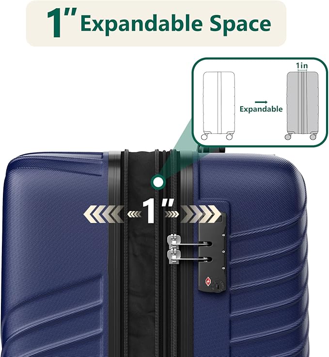 21 Inch Carry On Luggage, ABS Hardside Suitcase with Spinner Wheels, Airline-Approved Cabin Luggage with TSA Security Lock, Expandable Travel Suitcase for Flights, Business Trips & Weekend Vacations