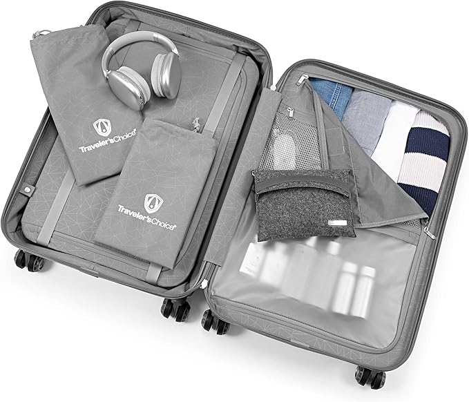 Traveler's Choice Ultimax II Polycarbonate Hardside Luggage with Spinner Wheels, Slate Gray, 25-Inch Medium Luggage