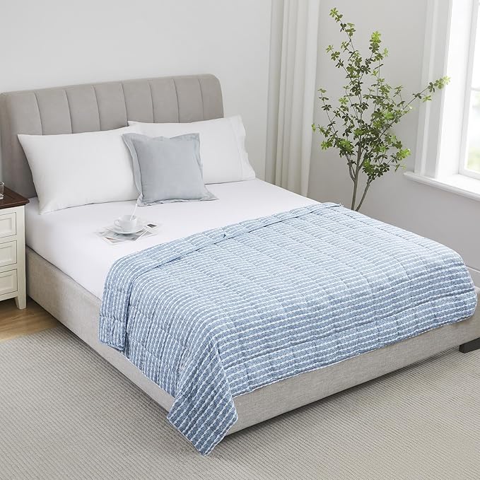 L'AGRATY Weighted Blanket - 48"x72" 20lbs Cooling Breathable Heavy Blanket Microfiber Material with Glass Beads for Adult All-Season Summer Fall Winter Soft Thick Comfort