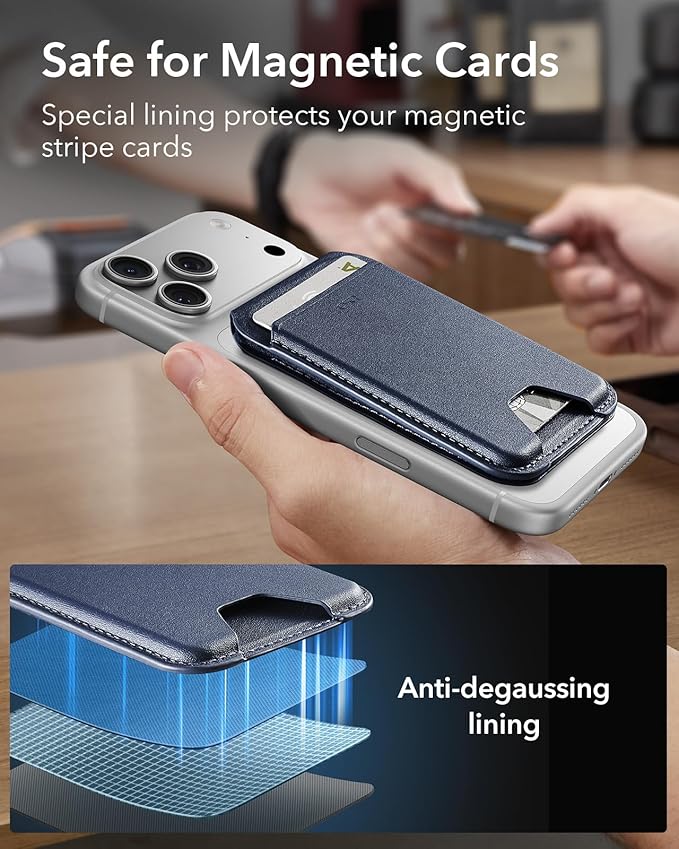 ESR for MagSafe Wallet with Stand, RFID Blocking, MagSafe Ring Included, 5 Cards Holder for Phone Case, Slim Magnetic Wallet for iPhone 17e/17/16/15/14/13/12 (Not for mini), Selected Samsung, Blue