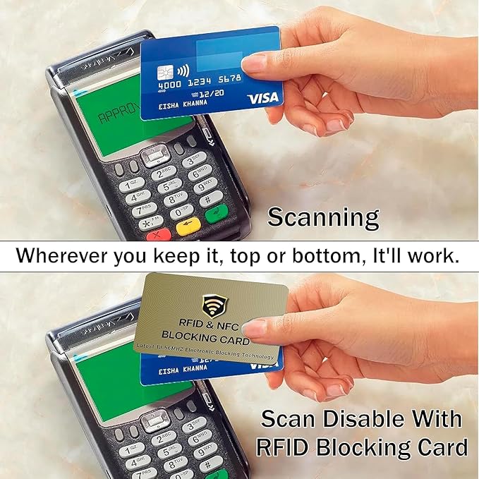 SaiTech IT RFID Blocking Cards, 50 Pack One Card Protects Entire Wallet Purse For Men & Women, NFC Contactless Bank Debit Credit Card Protector ID ATM Guard Card – Golden