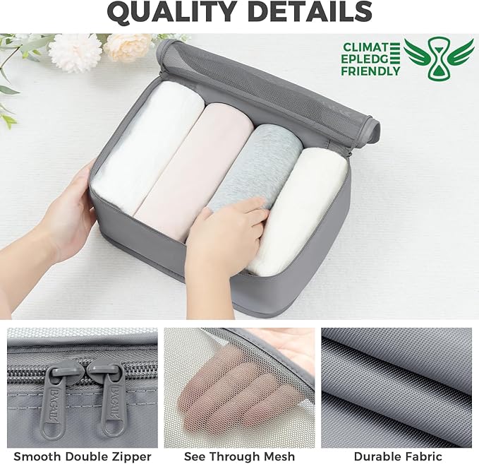 BAGAIL 9 Set Packing Cubes with Packing List Luggage Packing Organizers for Travel Accessories