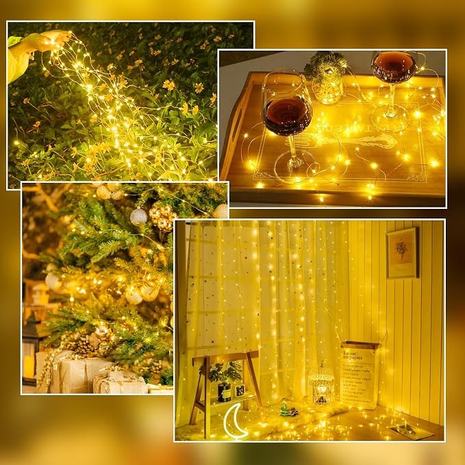 6 Pack Fairy Lights Battery Operated 16FT 50 LED String Lights Warm White | Timer, Bendable Waterproof Wire, Cuttable Starry Fairy Lights for Indoor Outdoor Christmas Centerpiece Fireplace Mantel Decor