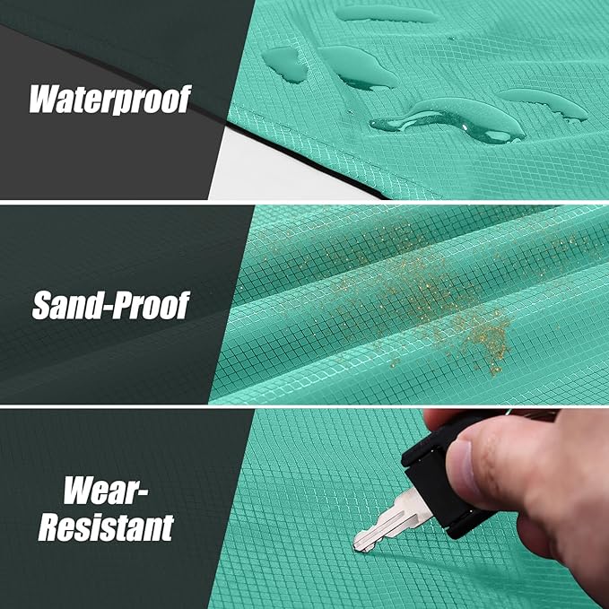 Odoland Beach Blanket Picnic Blanket, 43.3" x 27.5" SandProof Waterproof Outdoor Pocket Blanket with Portable Bag, Foldable Lightweight Sand Free Mat for 1 People Hiking, Camping, Travel, Light Green