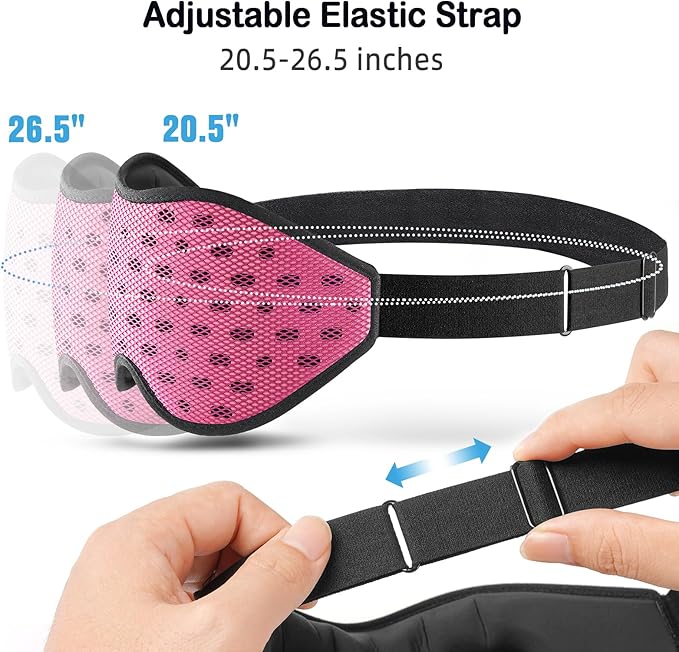 LitBear Breathable Sleep Mask, 3D Eye Mask Sleep for Side Sleepers Women Men, Light Blocking Sleeping Mask with Adjustable Strap, Soft Lightweight Eye Cover for Travel, Night Work, Nap, Office - Pink