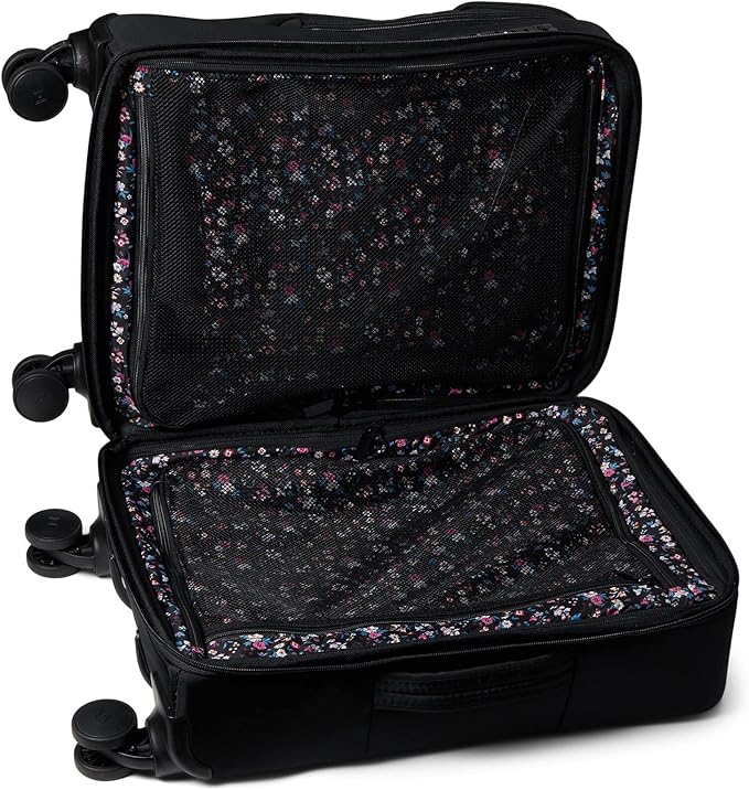Vera Bradley Women's Softside Rolling Suitcase Luggage, Black, 22" Carry On
