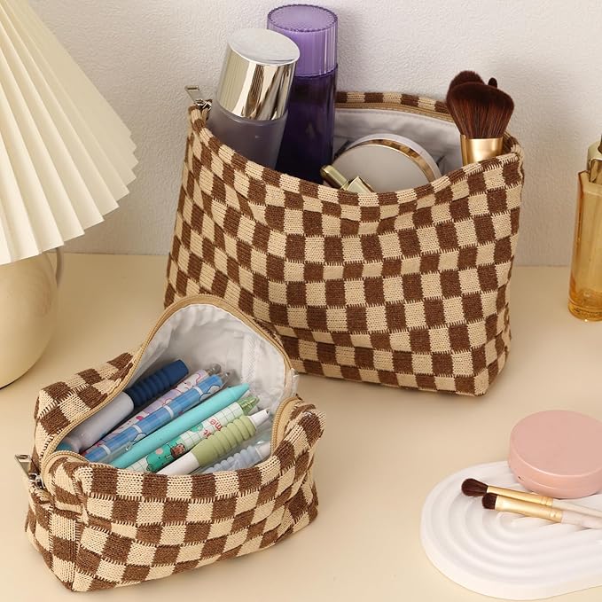 LYDZTION Makeup Bag Cosmetic Bag for Women,1Pcs Large Capacity Makeup Bags and 1Pcs Pencil Case Makeup Brushes Storage Bag Travel Toiletry Bag Organizer