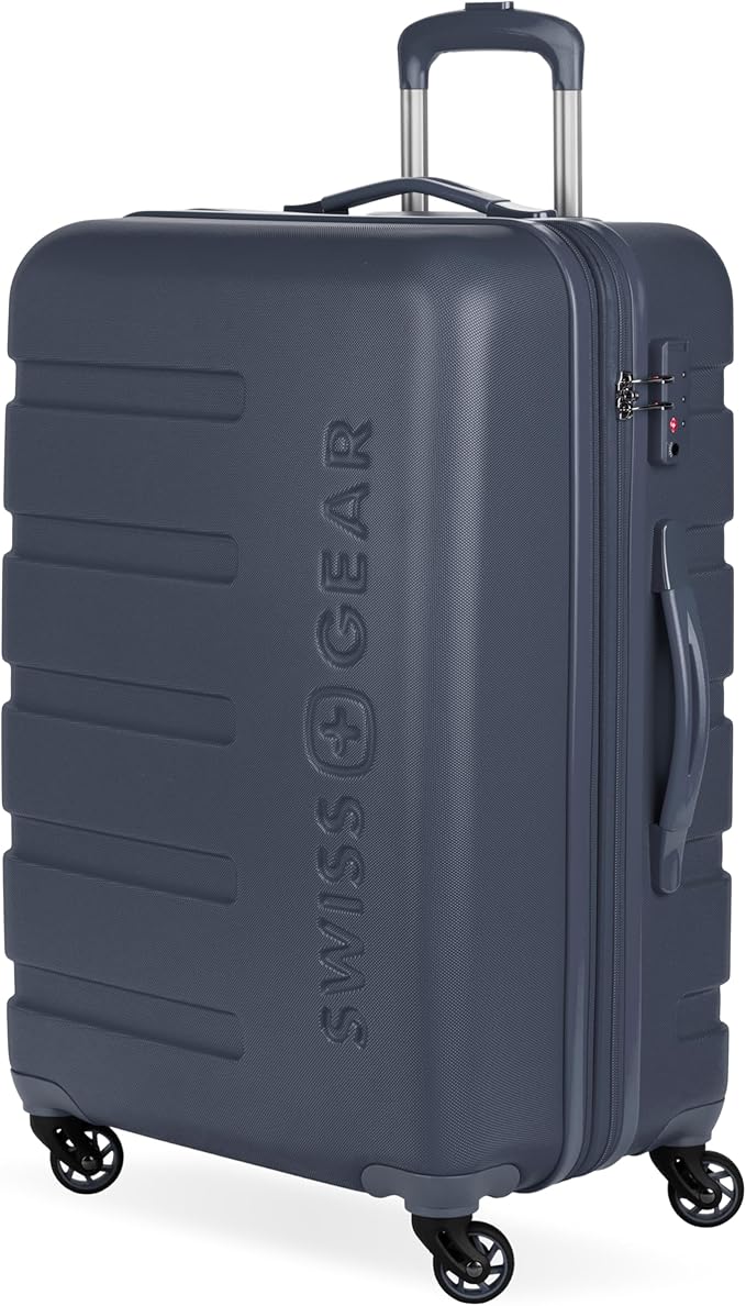 SwissGear 7366 Signature Hardside Expandable Luggage with Spinner Wheels, TSA Lock, Navy, Checked-Medium 23-Inch