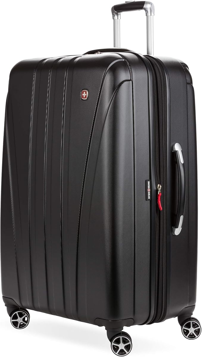 SwissGear 7585 Hardside Expandable Luggage with Spinner Wheels, Black, Checked-Large 27-Inch