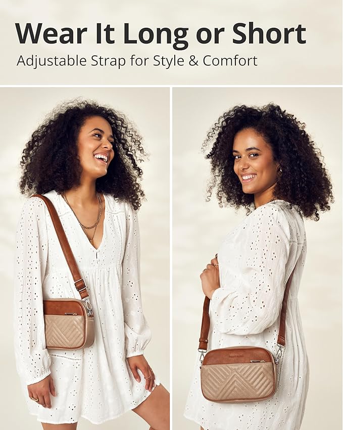 Vantamo Premium Quilted Crossbody Bags for Women with Anti-Pickpocket Clip, Vegan Leather Handbags, Travel Purses for Women