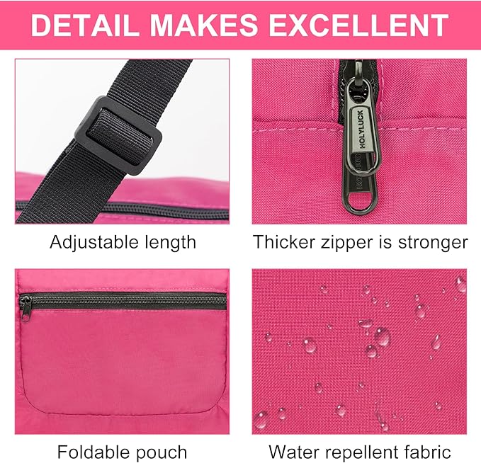 HOLYLUCK Foldable Travel Duffel Bag For Women & Men Luggage Great for Gym - pink