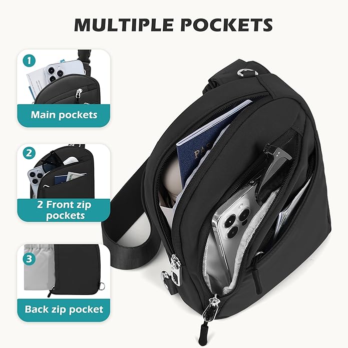 TOPEAST Anti Theft Crossbody Bags for Women Men, Small Sling Crossbody Bag Travel Purse Shoulder Wallet with RFID Blocking