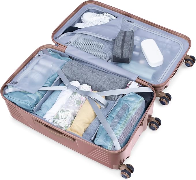 Traveler's Choice Ultimax II Polycarbonate Hardside Luggage with Spinner Wheels, Rose Pink, 28-Inch Medium Trunk
