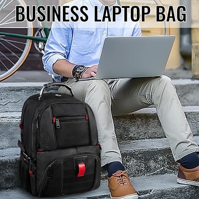 YOREPEK Large Backpack for Men, Extra Large Laptop Backpacks for Men Women, Water Resistant Travel Backpack Airline Approved Business Work Bag Fits 18.4 Inch Computer, Black
