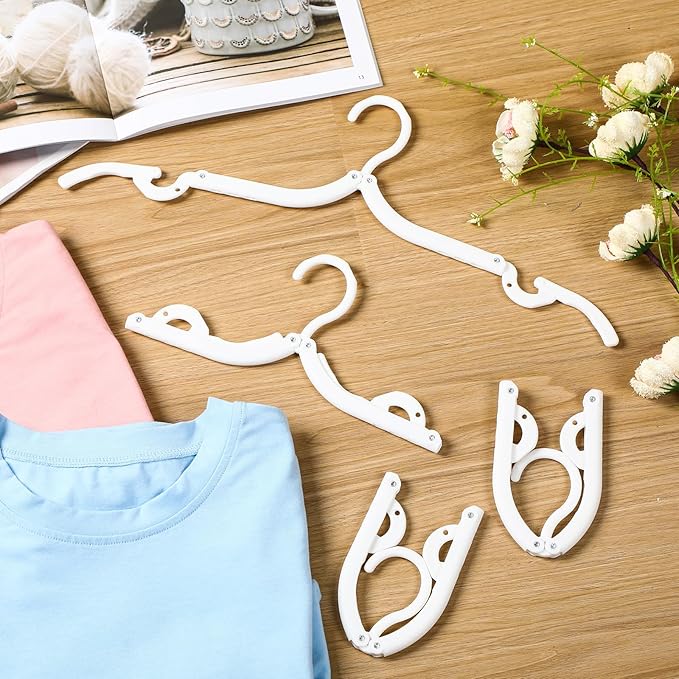 Sieral 40 Pcs Foldable Travel Hangers Plastic Portable Folding Clothes Hangers Cruise Ship Essentials for Travel Cruises Suitcase Dormitory School Hotel Women Laundry Coat Bag Drying (White)