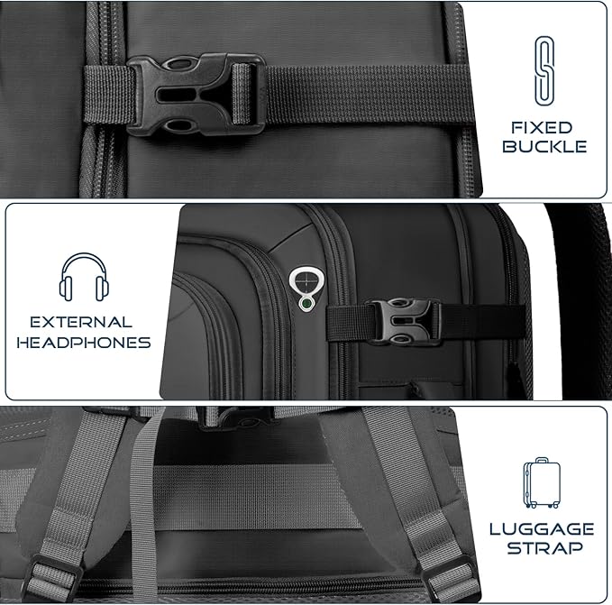 Travel Backpack, Expandable Carry on Backpack for Men, TSA 17.3 inch Laptop Bag Flight Approved, Lightweight Business Luggage Bag, Travel Gifts for Men Women, Black