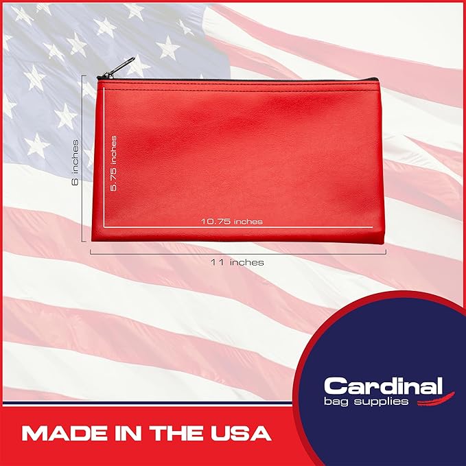 Multi-Purpose Zipper Bag, Reusable, Travel Pouch, Lightweight, Makeup Organizer, 11 x 6 Inch (Red)