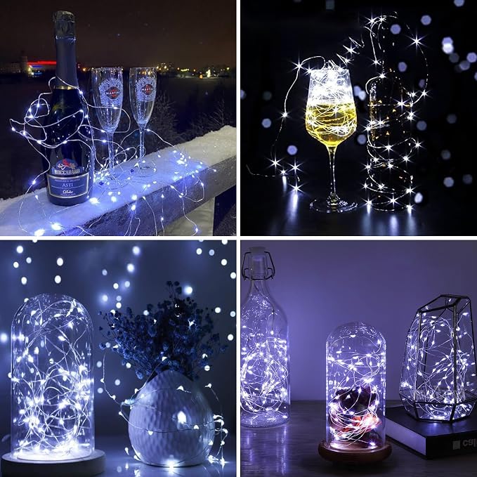 ZGWJ 12 Pack White Fairy Lights, Mini String Lights | Battery Operated 7 FT 20 LED Waterproof 3 Modes for DIY, Parties, Wedding, Halloween, Christmas Decoration
