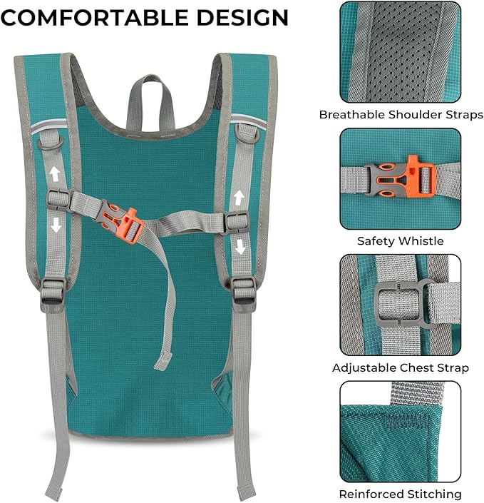 13L Small Hiking Backpack for Women Men, Lightweight Foldable Day pack, Packable Daypack for Travel, Camping (Teal)