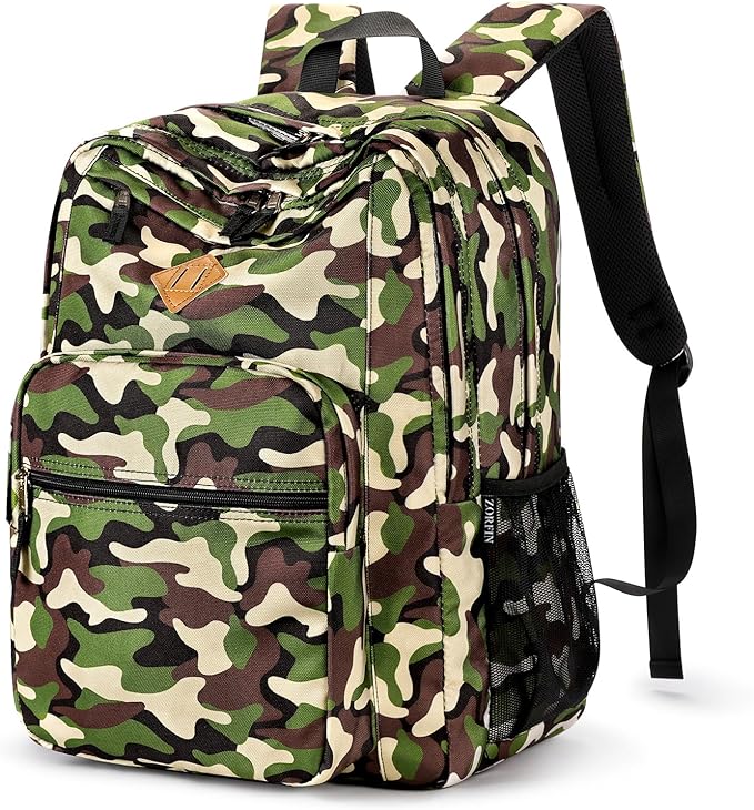 ZORFIN 26L Backpack for College, and Travel: Water Resistant Bookbag - Buckshot Camo