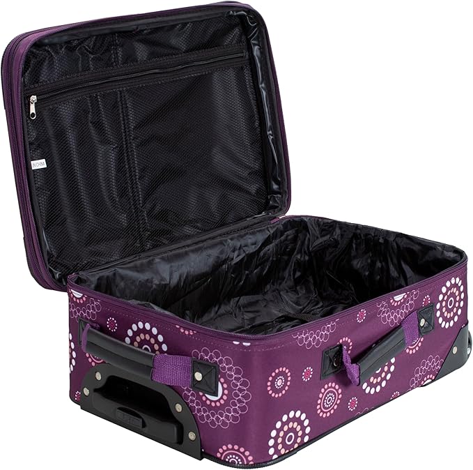 Rockland Fashion Softside Upright Luggage Set, Expandable, Purple Pearl, 2-Piece (14/19)