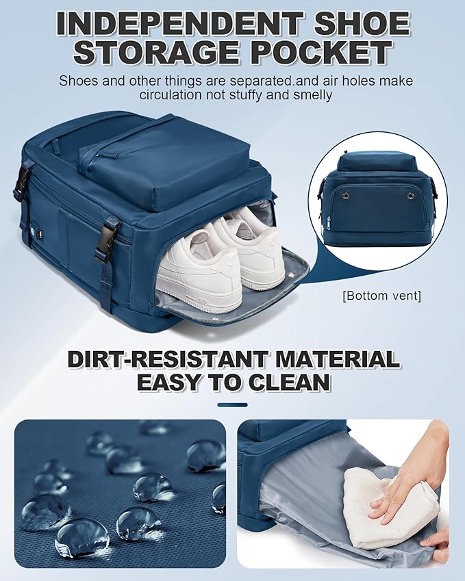 VGCUB Vacuum Backpack Travel with Electric Pump Vacpack System Storage Compression Laptop Work Business Waterproof College Weekender Bags Casual Daypack Backpacks for Women Men Blue