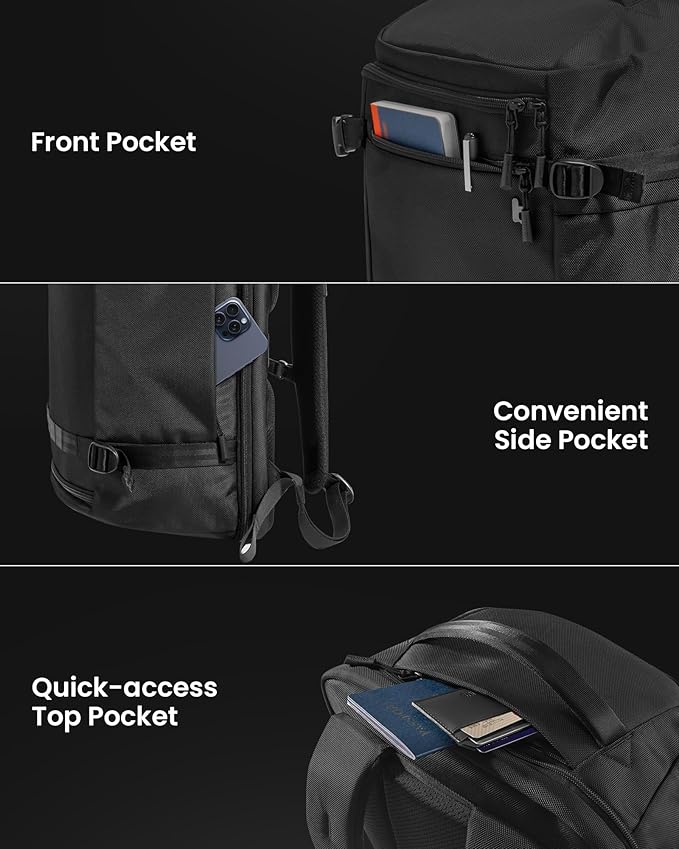 tomtoc Travel Backpack 38L, TSA Friendly Flight Approved Carry-on Luggage Water-resistant Lightweight Business Rucksack, Durable Large Computer Bag Daypack Fits 17.3 Inch Laptop