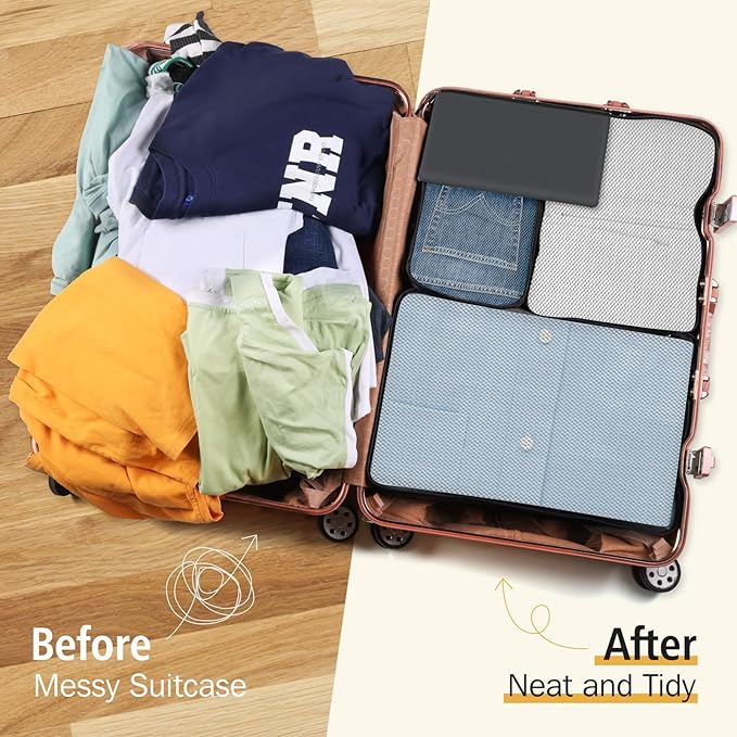 8 Set Packing Cubes for Travel Essentials, Organizers for Suitcase and Luggage in 4 Sizes, Luggage Organizer with Toiletries/Laundry/Shoes/Sock Bags (Grey)