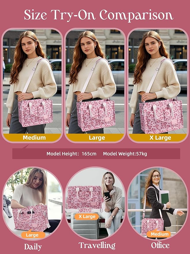 FIORETTO Canvas Tote Bag for Women with Zipper Closure & Individual Compartments for Work College for Teacher & Nurse