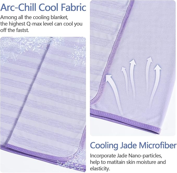 Guohaoi Cooling Throw Blanket for Hot Sleepers,Arc-Chill Q-Max >0.5 Cool Fiber,100% Oeko-Tex Certified Lightweight Summer Cool Blanket for Travel/Outdoor Ultra Cold Breathable,50''x70''