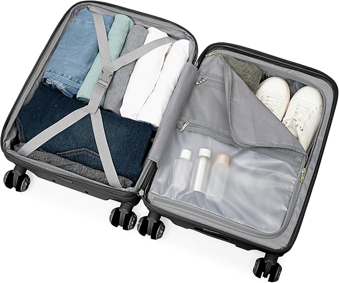 Traveler's Choice Elm 21" Carry-on Expandable Spinner Luggage Set - Matte Black