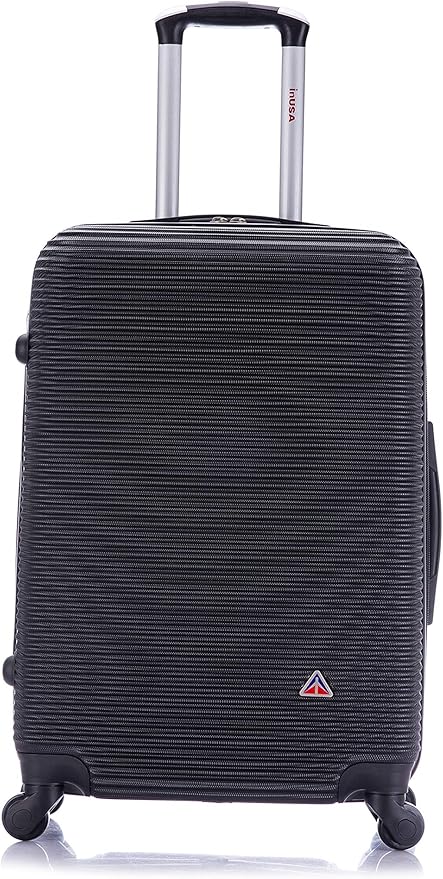 InUSA ROYAL Hardside Spinner Luggage with Ergonomic Handles | Spacious Travel Suitcase with Four Spinner Wheels and Studs | 24 Inch Medium Hardside Spinner Luggage | Black
