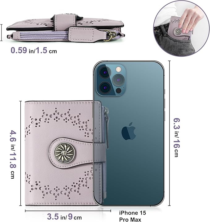 Tipmile Small Wallet for Women Bifold RFID Blocking Card Holder Leather Wallets with Zipper Coin Pocket